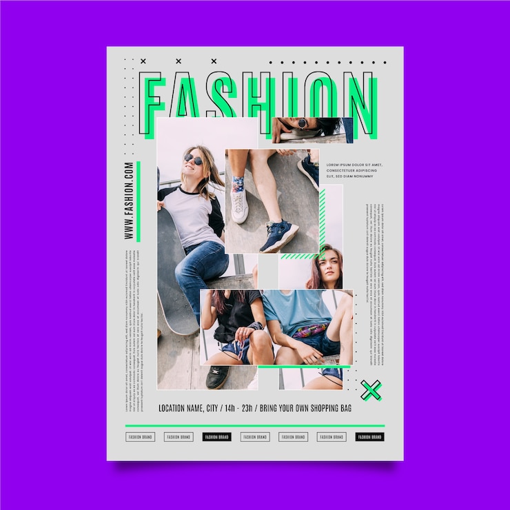 Bezpłatny plik Wektor szablon plakat moda ze zdjęciem ładnej kobiety