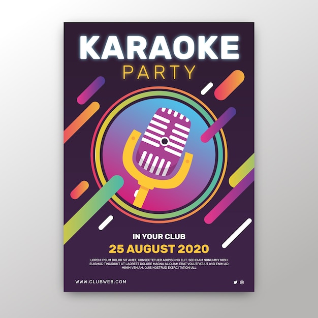 Bezpłatny wektor szablon plakat streszczenie karaoke