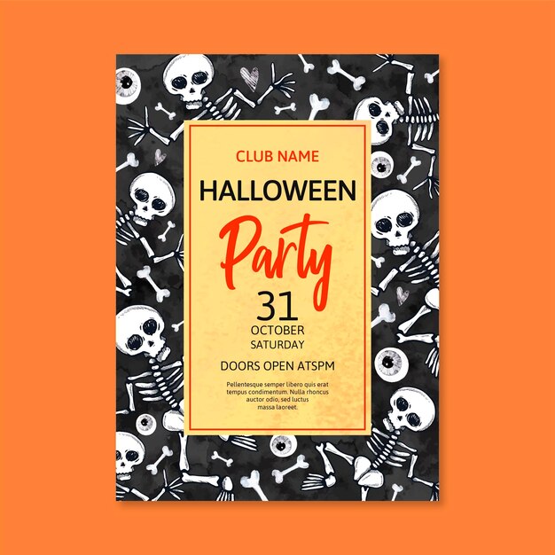 Szablon plakatu akwarela halloween party
