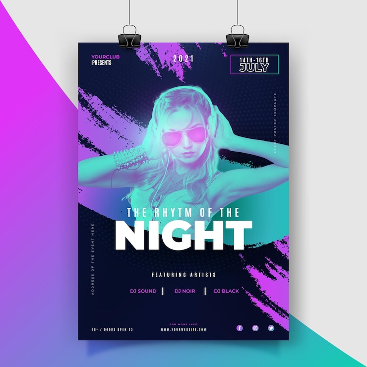 Bezpłatny plik Wektor szablon plakatu festiwalu muzycznego 2021