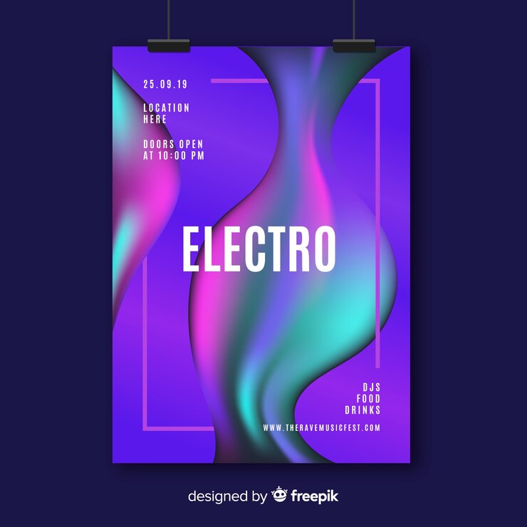 Bezpłatny plik Wektor szablon plakatu festiwalu muzyki elektronicznej