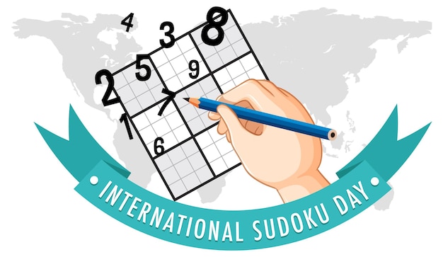 Bezpłatny wektor szablon plakatu międzynarodowego dnia sudoku