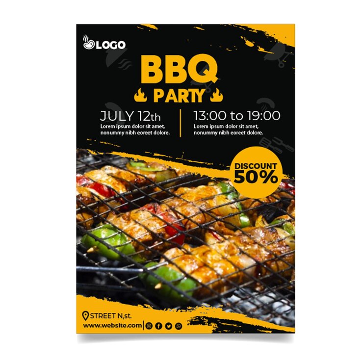 Bezpłatny plik Wektor szablon plakatu party grill