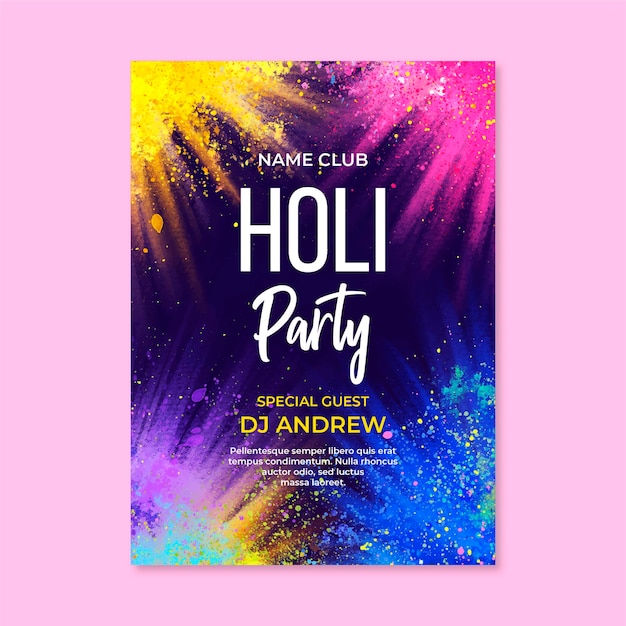 Szablon plakatu pionowego festiwalu holi akwarela