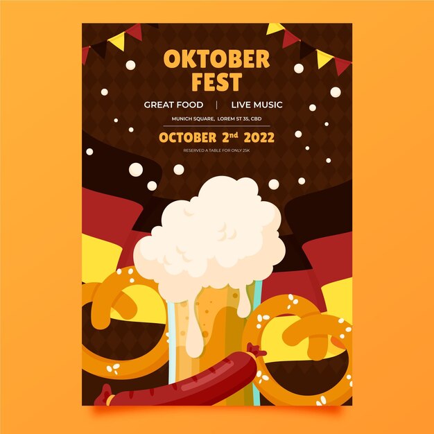 Szablon plakatu pionowego Oktoberfest