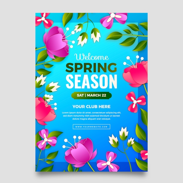 Bezpłatny wektor szablon plakatu pionowego w stylu papieru na wiosnę