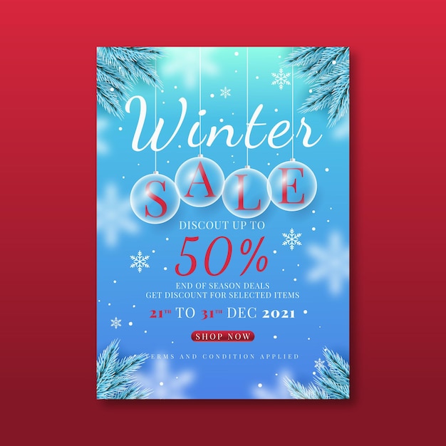 Bezpłatny wektor szablon plakatu pionowej sprzedaży gradientu zimowego