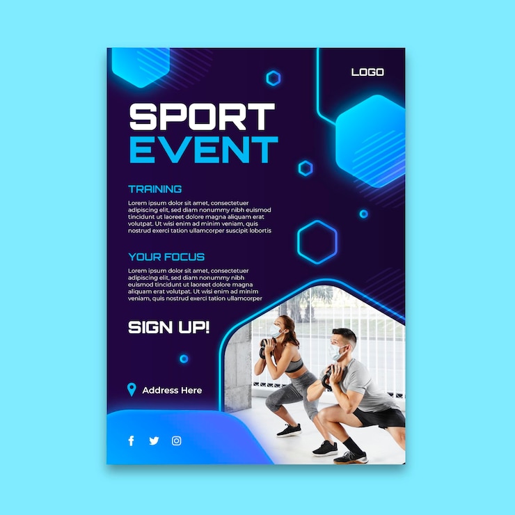 Bezpłatny plik Wektor szablon plakatu sportu gradientu