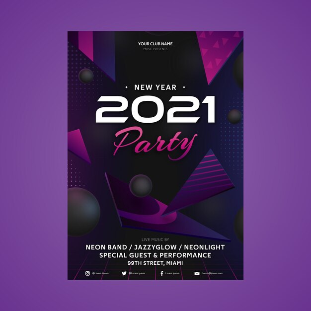 Szablon plakatu strony nowego roku 2021