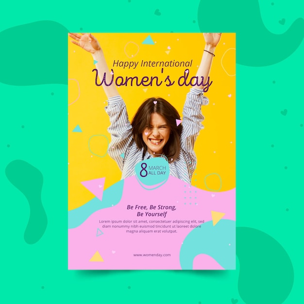 Szablon plakatu z okazji międzynarodowego dnia kobiet