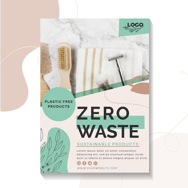 Bezpłatny wektor szablon plakatu zero waste