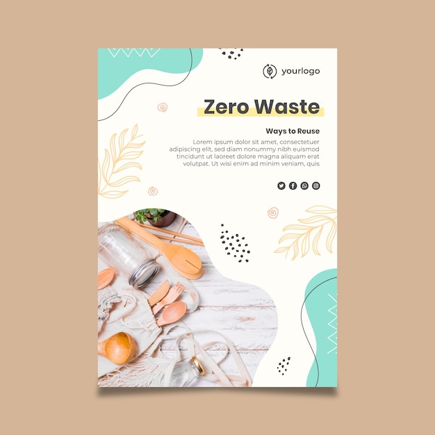 Bezpłatny wektor szablon plakatu zero waste
