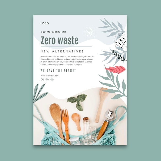 Bezpłatny wektor szablon plakatu zero waste