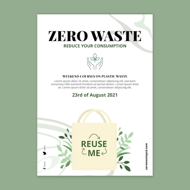 Bezpłatny wektor szablon plakatu zero waste