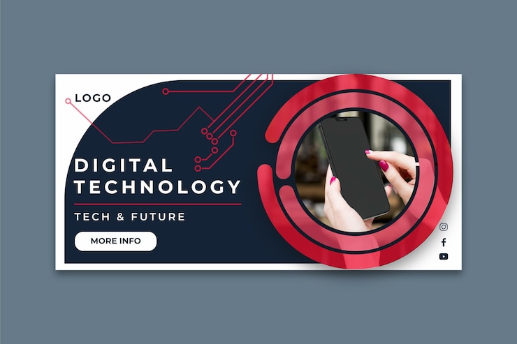 Bezpłatny plik Wektor szablon poziomego banera technologii mobilnej