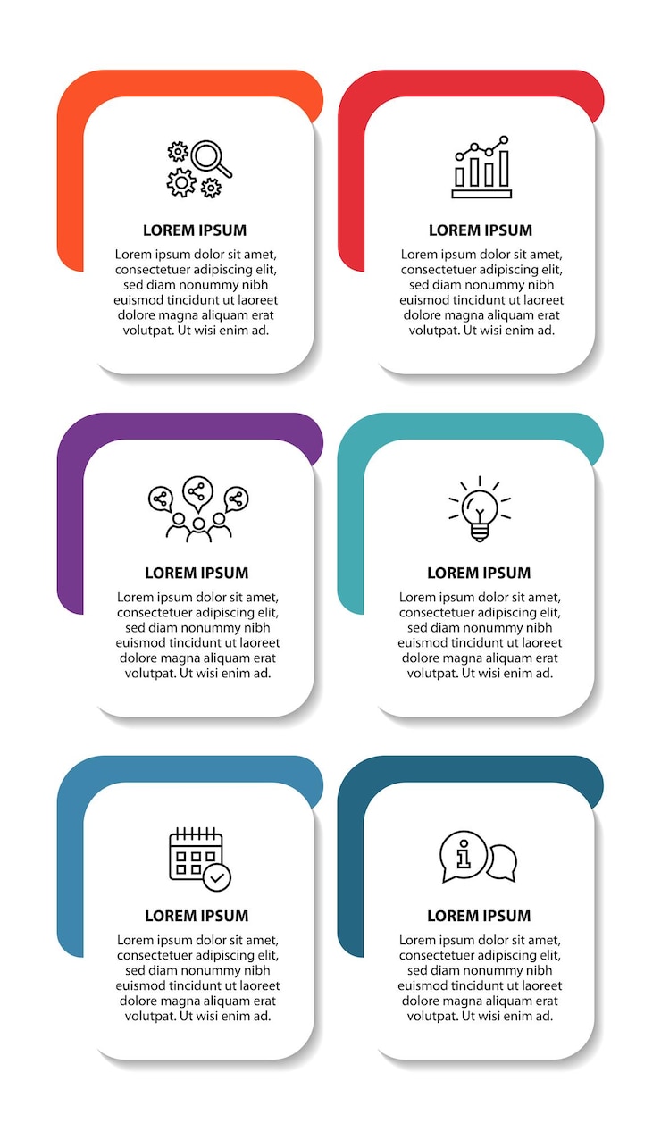 Bezpłatny plik Wektor szablon projektowania schematu przepływu infograficznego w 6 krokach