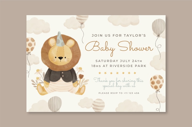 Bezpłatny wektor szablon projektu akwarela baby shower