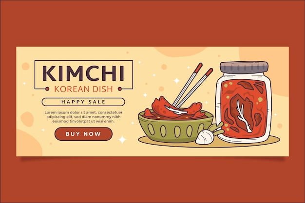 Bezpłatny wektor szablon projektu banera kimchi