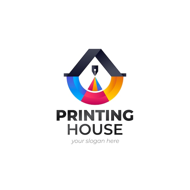 Bezpłatny wektor szablon projektu logo drukarni gradientowej