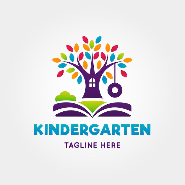 Bezpłatny wektor szablon projektu logo przedszkola