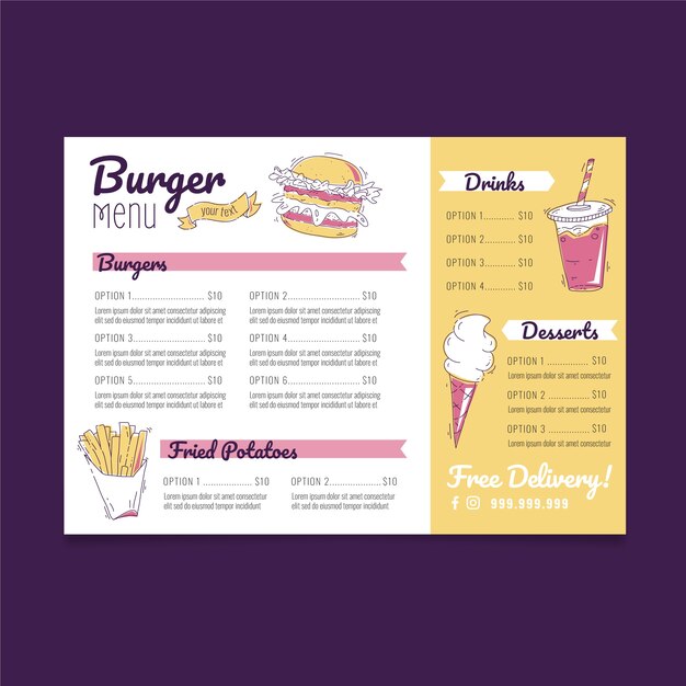 Szablon projektu menu burgera