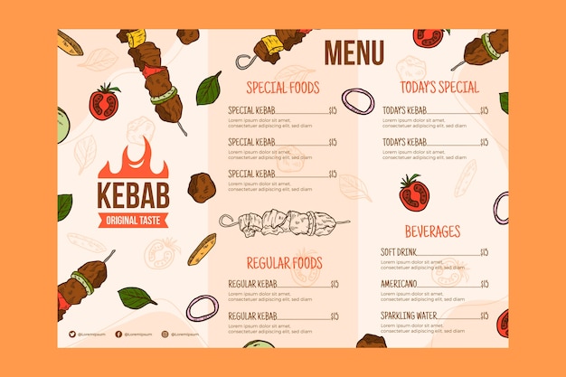 Bezpłatny wektor szablon projektu menu kebab
