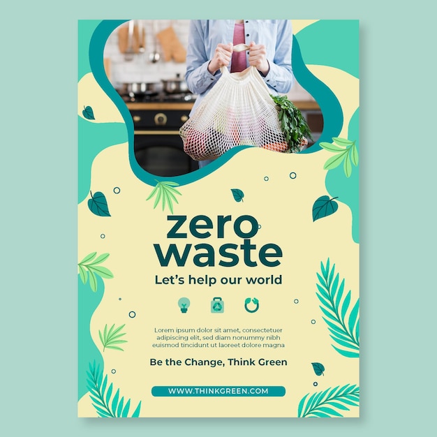 Bezpłatny wektor szablon projektu plakatu zero waste