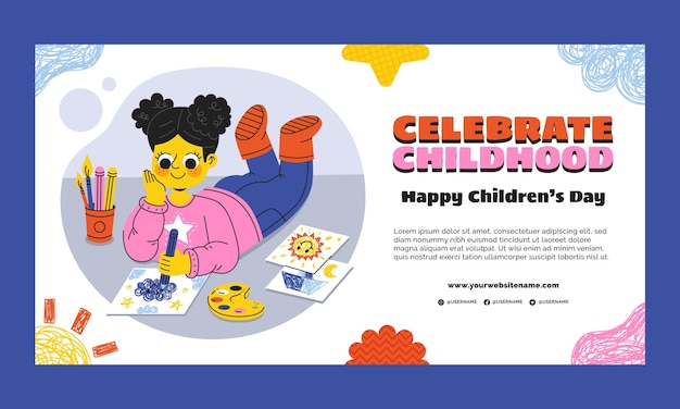 Bezpłatny wektor szablon promocji w mediach społecznościowych na obchody międzynarodowego dnia dziecka