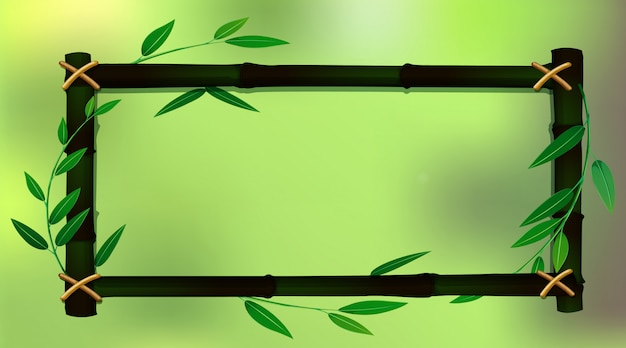 Bezpłatny wektor szablon ramki z zielonym bambusem