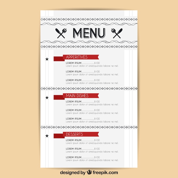 Bezpłatny wektor szablon restauracji menu