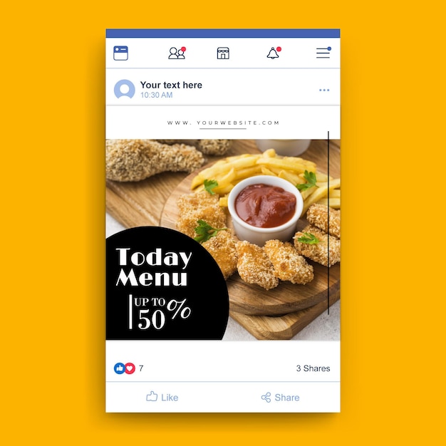Bezpłatny wektor szablon restauracji żywności na facebooku