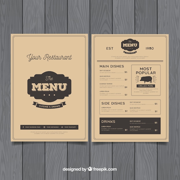 Bezpłatny wektor szablon retro menu