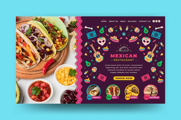 Szablon Sieci Meksykańskiej żywności Ze Zdjęciem