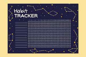 Bezpłatny wektor szablon śledzenia nawyków astronomicznych