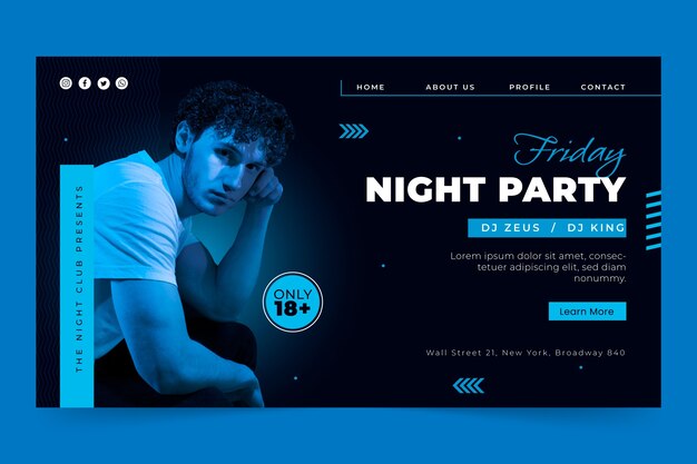 Szablon strony docelowej klubu nocnego i nocnego życia