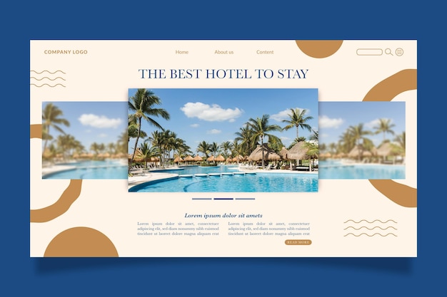 Szablon strony docelowej nowoczesnego hotelu ze zdjęciem
