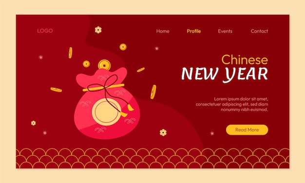 Bezpłatny wektor szablon strony docelowej obchodów chińskiego nowego roku