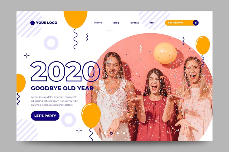Bezpłatny plik Wektor szablon strony docelowej szczęśliwego nowego roku 2020