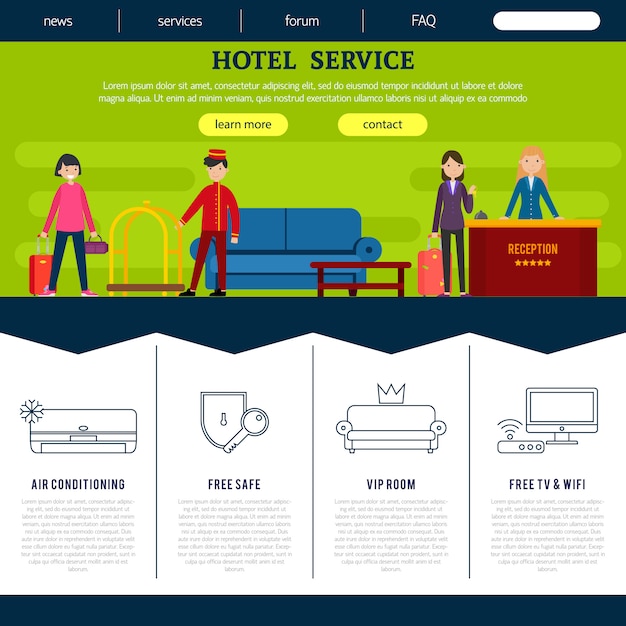 Szablon Strony Sieci Web Płaski Hotel