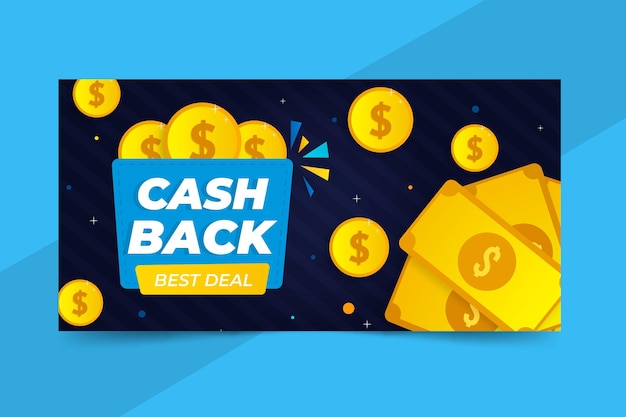 Bezpłatny wektor szablon transparent cashback z pieniędzmi