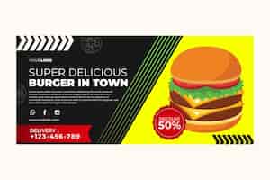 Bezpłatny wektor szablon transparent dla restauracji z burgerami