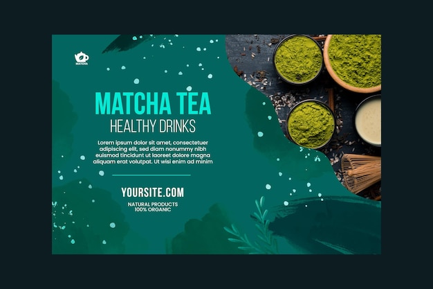 Bezpłatny wektor szablon transparent herbaty matcha