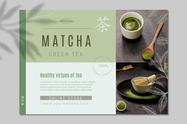 Bezpłatny wektor szablon transparent herbaty matcha