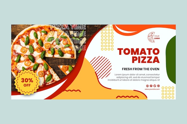 Bezpłatny wektor szablon transparent poziomy pizzerii