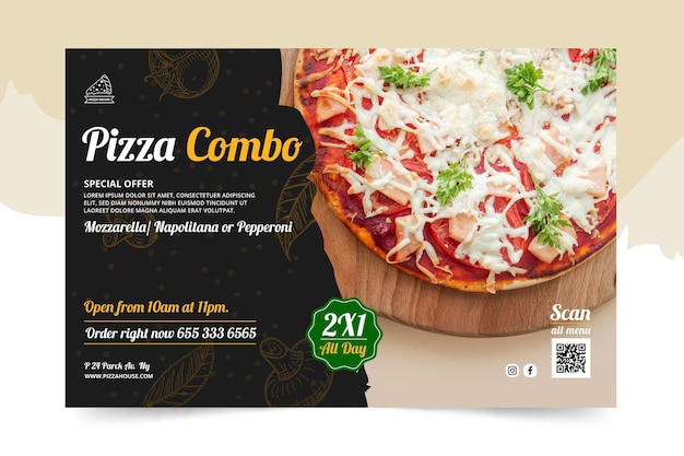 Bezpłatny wektor szablon transparent restauracja pizzy