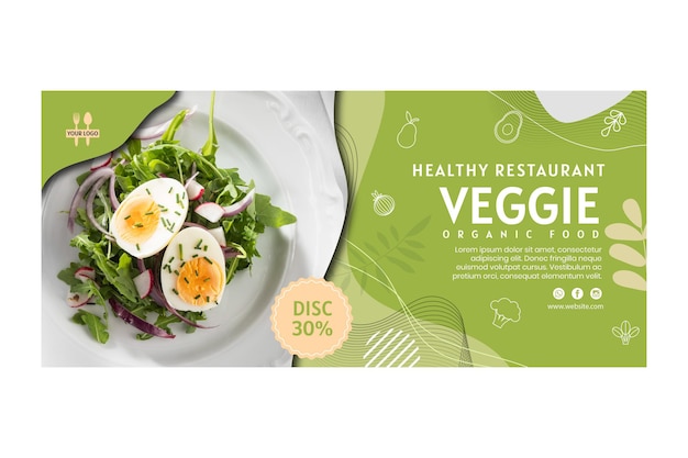 Bezpłatny wektor szablon transparent restauracja wegetariańska