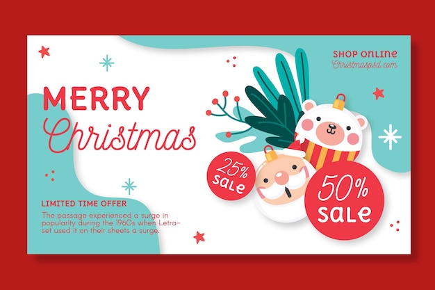 Bezpłatny wektor szablon transparent świątecznej sprzedaży