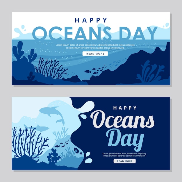Bezpłatny wektor szablon transparent światowy dzień oceanów
