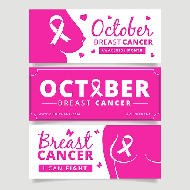 Bezpłatny wektor szablon transparentu miesiąca świadomości raka piersi