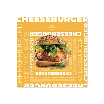 Szablon ulotki amerykańskiego jedzenia ze zdjęciem burgera